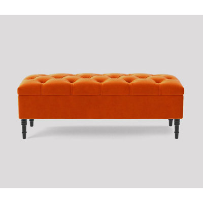 Alyana 137cm Wide Tufted Rectangle Ottoman Storage Bench - Upholstery Velvet Shoes Bench with Turned Wooden Legs
