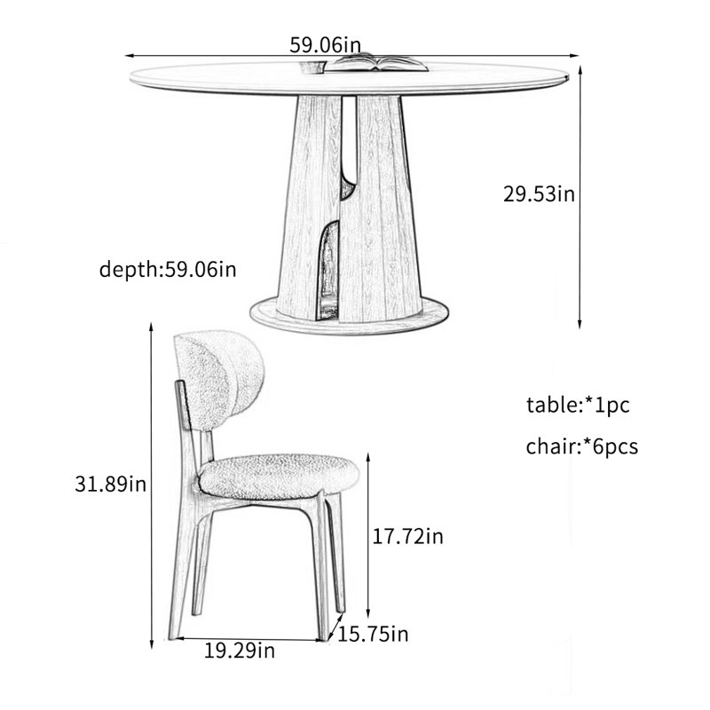 Simple Round Rock Plate Dining Table Sets., 29.53"H x 59.06"L x 59.06"W