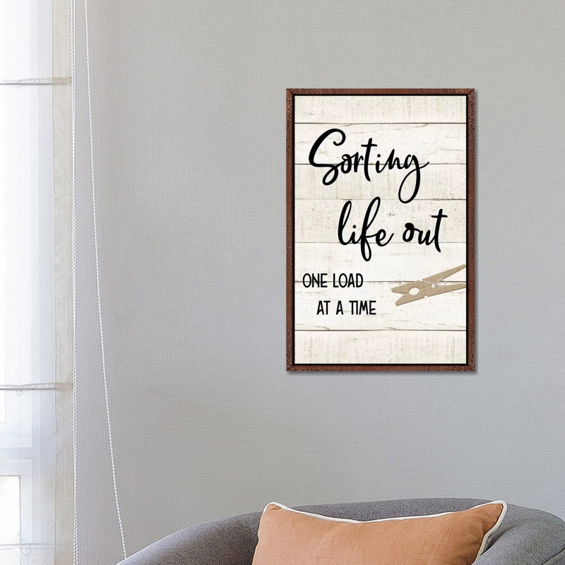 Laundry Pin II - Print on Canvas, 66.04 cm H x 45.72 cm W, Classic Brown Wood Framed