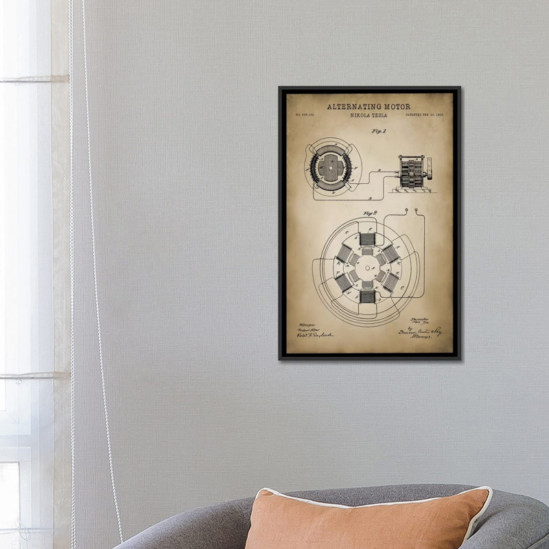 « tesla alternating motor », impression sur toile, H 40 po x l 26 po x P 1,5 po, Toile tendue