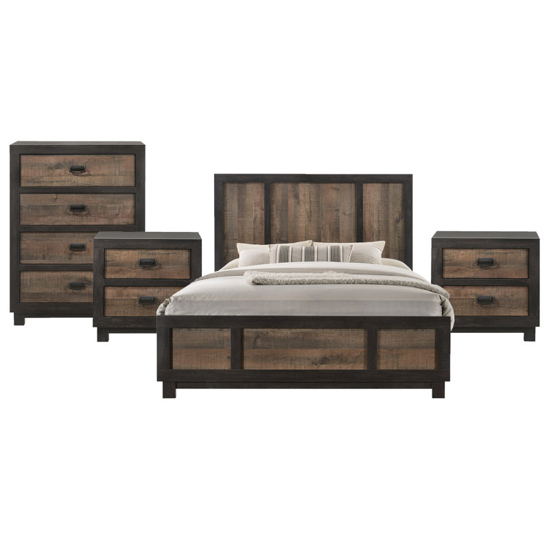Jobe Standard Bedroom Set, King, 4 Pcs: Bed, Chest, 2 Nightstands