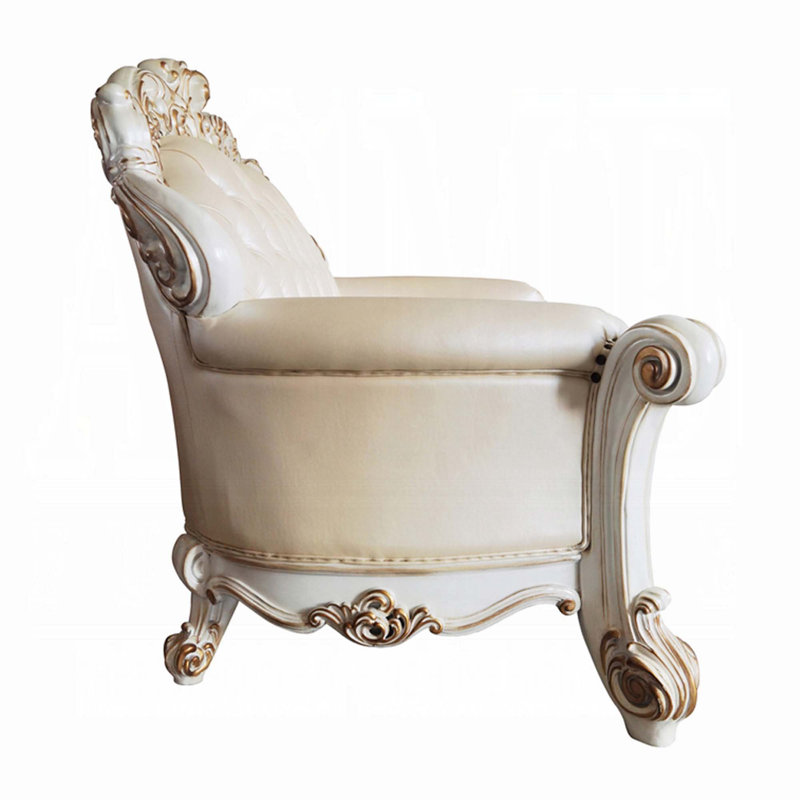 Vendome 70" Champagne and Antique Pearl Loveseat with Pillows