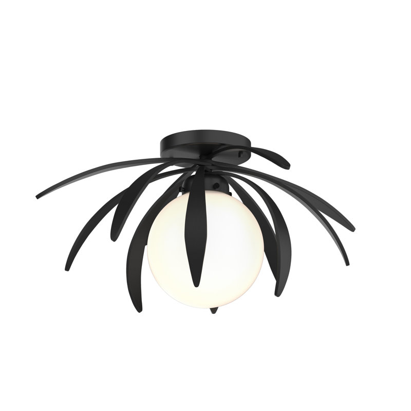Dahlia 1 - Light Semi Flush Mount, Opal White, Black