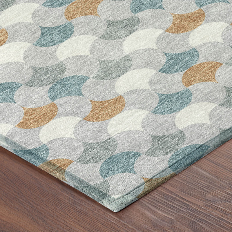 Tapis géométrique intérieur / extérieur lavable à la machine Chantille ACN2568, Argent argent, 8 pi x 10 pi