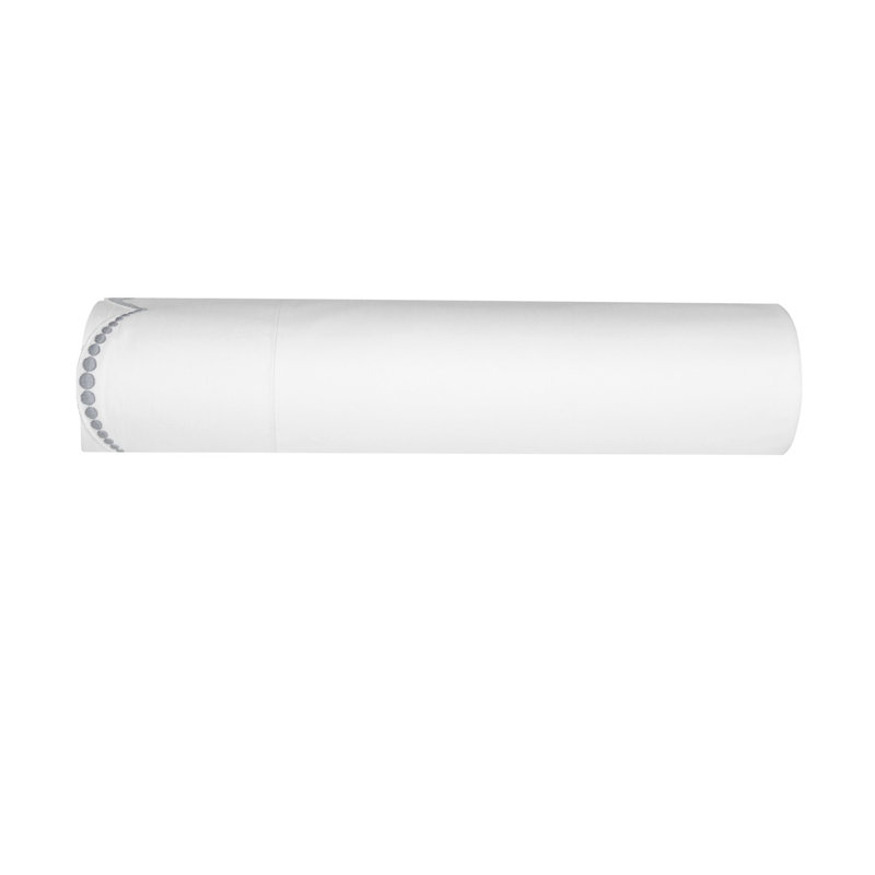Nazaré 100% Cotton Percale Sheet Set, white-silver, Queen