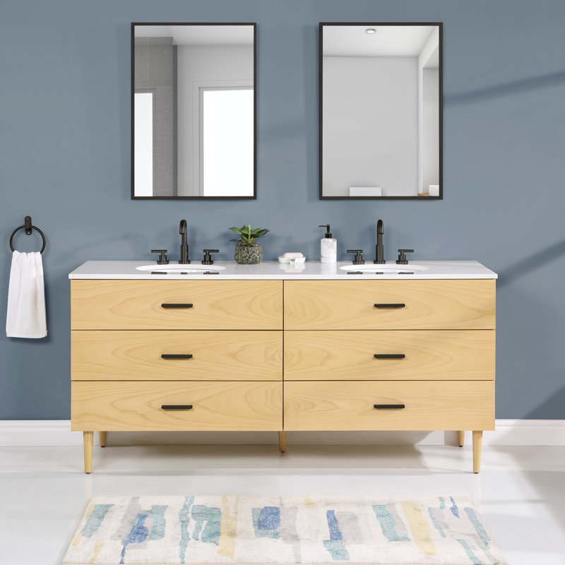 Ensemble de meuble-lavabo double 72 po Boyle, Noir mat
