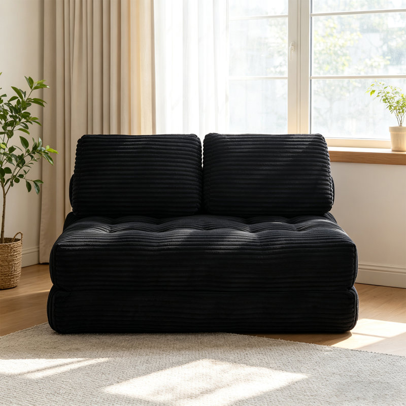 Canapé paresseux convertible Boneless, Noir, 2