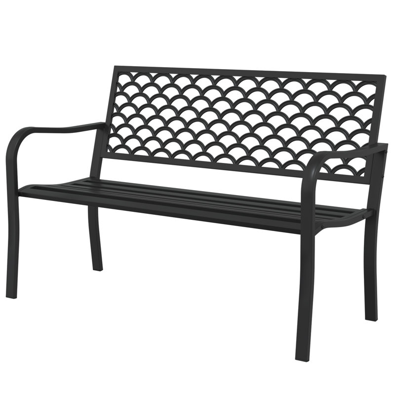 Banc d'extérieur classique avec motif de vagues, Noir, noir, noir, noir
