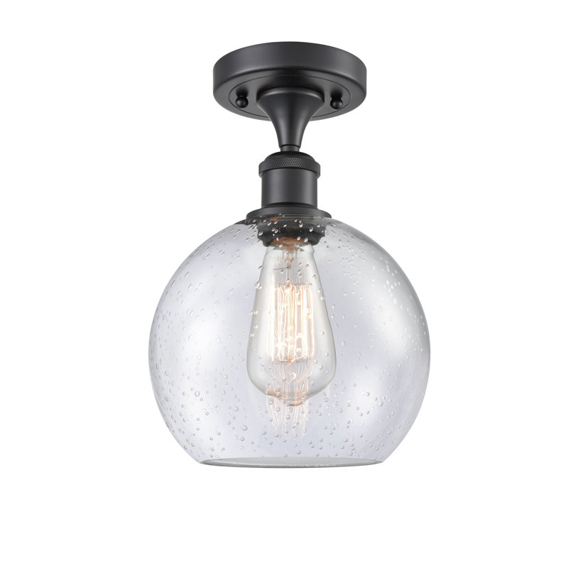 Plafonnier semi-encastré 1 lumière 8 po Cindi, DEL, Noir mat