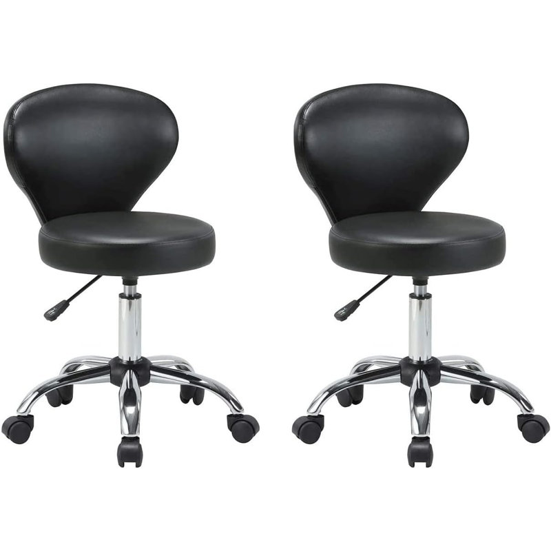 Backed Adjustable Height Ergonomic Lab Stool, Black