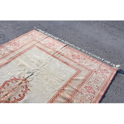 Grand tapis turc vintage beige pour le salon et la décoration bohémiens