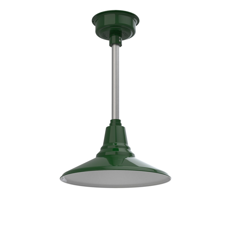 Luminaire suspendu à cône simple 1 lumière Albali, Vert rétro, H 48 po x l 14,25 po x P 14,25 po