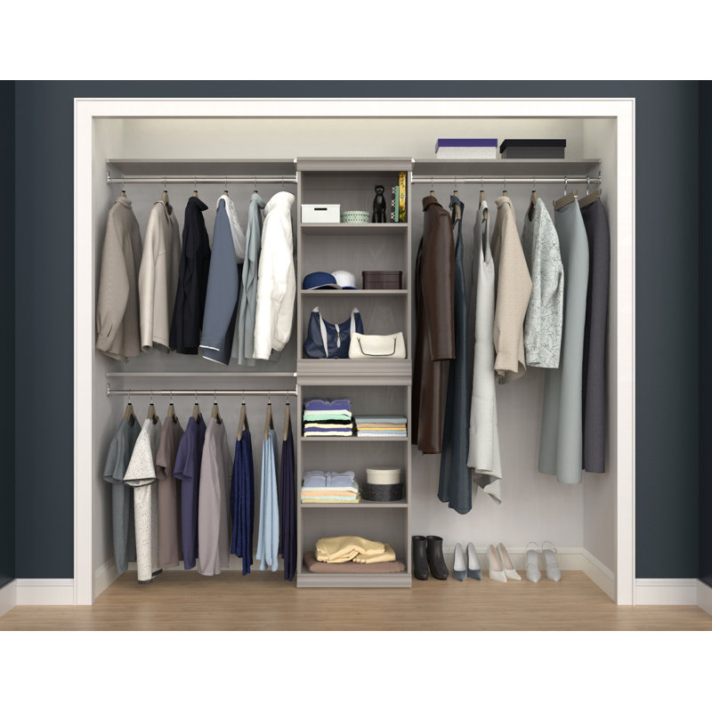 Modular Storage 73" W - 93" W Closet System Starter Kit, Taupe