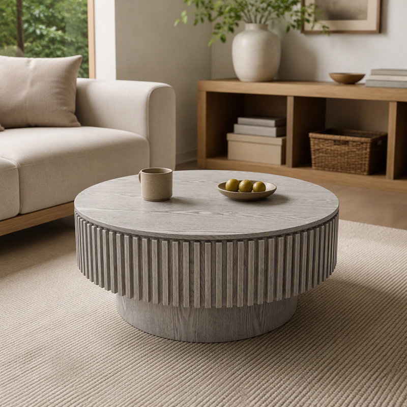 Table basse de rangement cannelée