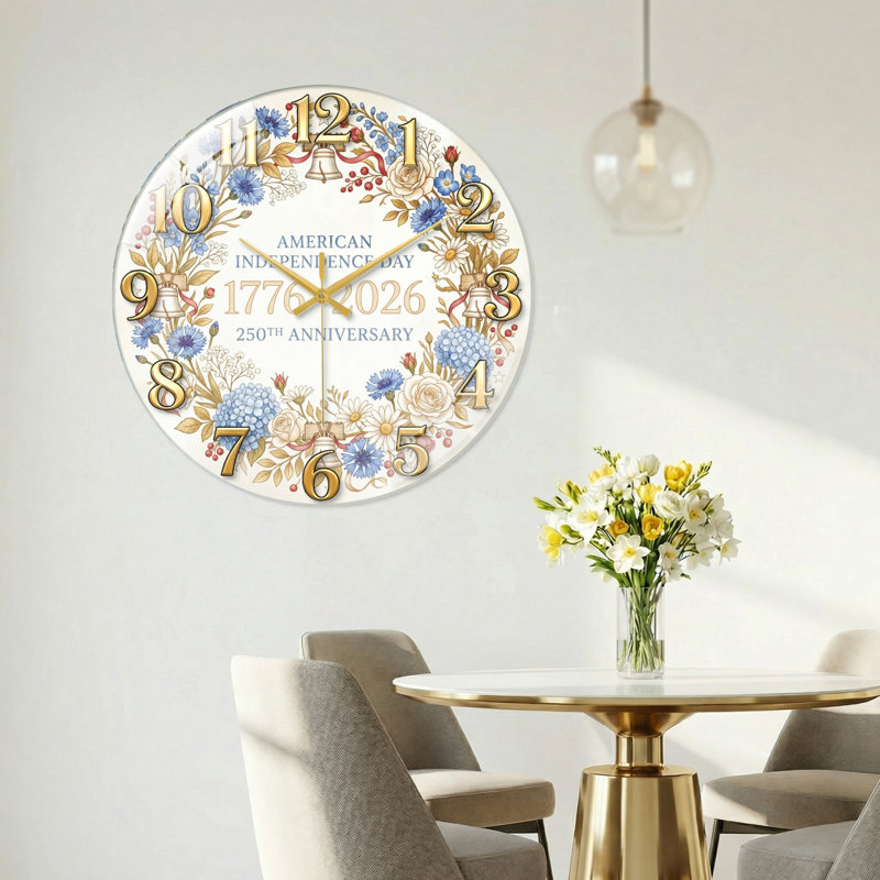 Horloge murale florale, 60 x 60 cm (23,6 x 23,6 pouces)