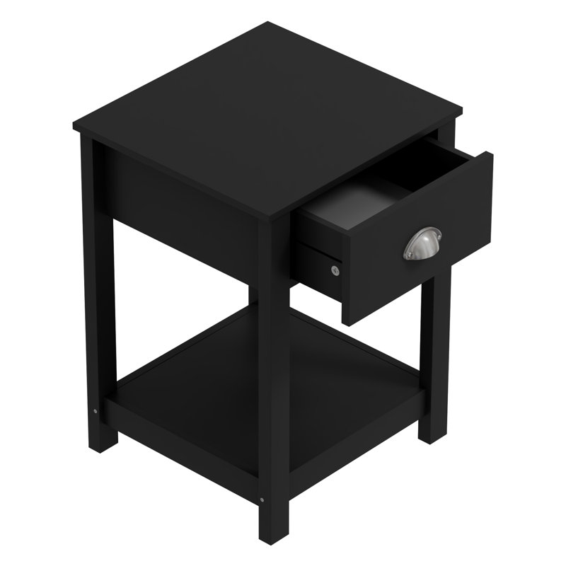 1 Drawer Nightstand, Black