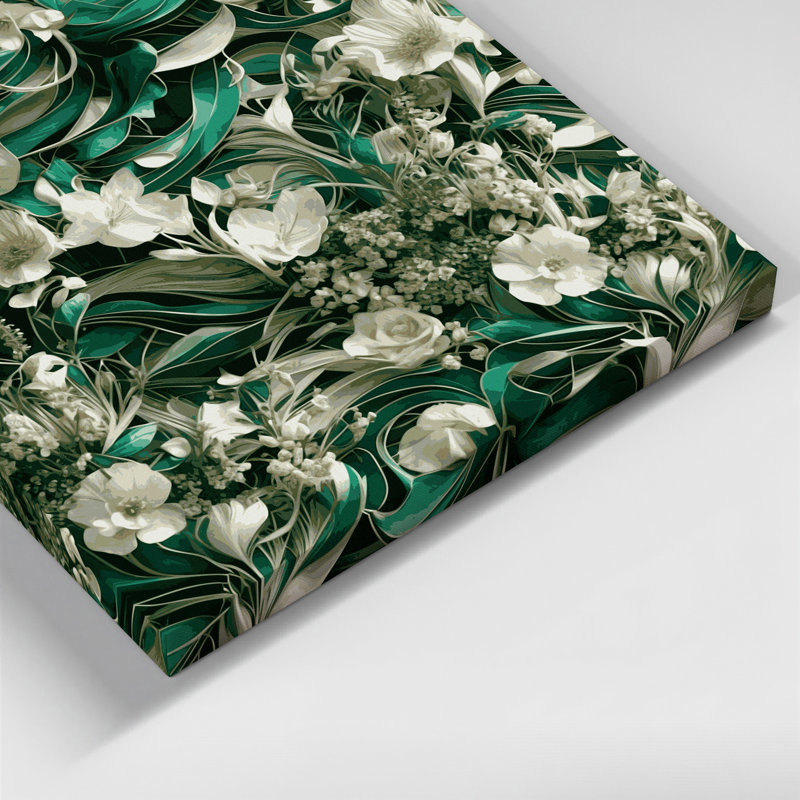 «Abstract Florals 32», art mural sur toile verte, H 12 po x l 12 po
