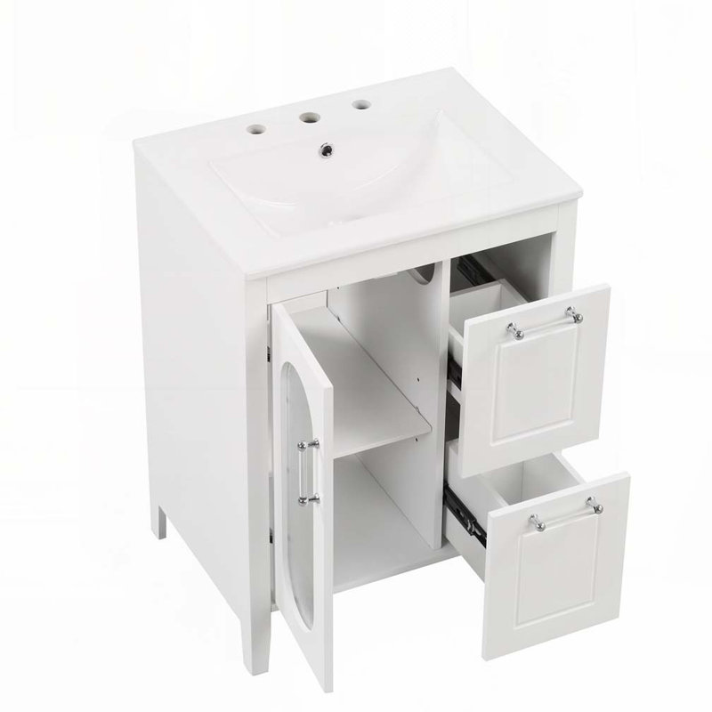 24" Bathroom Vanity with Sink, White