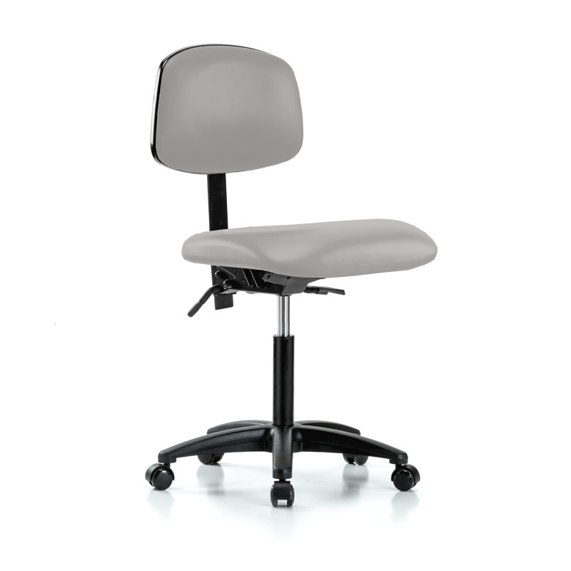 PERCH Multi-Task Office Chair with Adjustable Armrests | Medium Bench Height 20-27", Grey Vinyl, Not Included