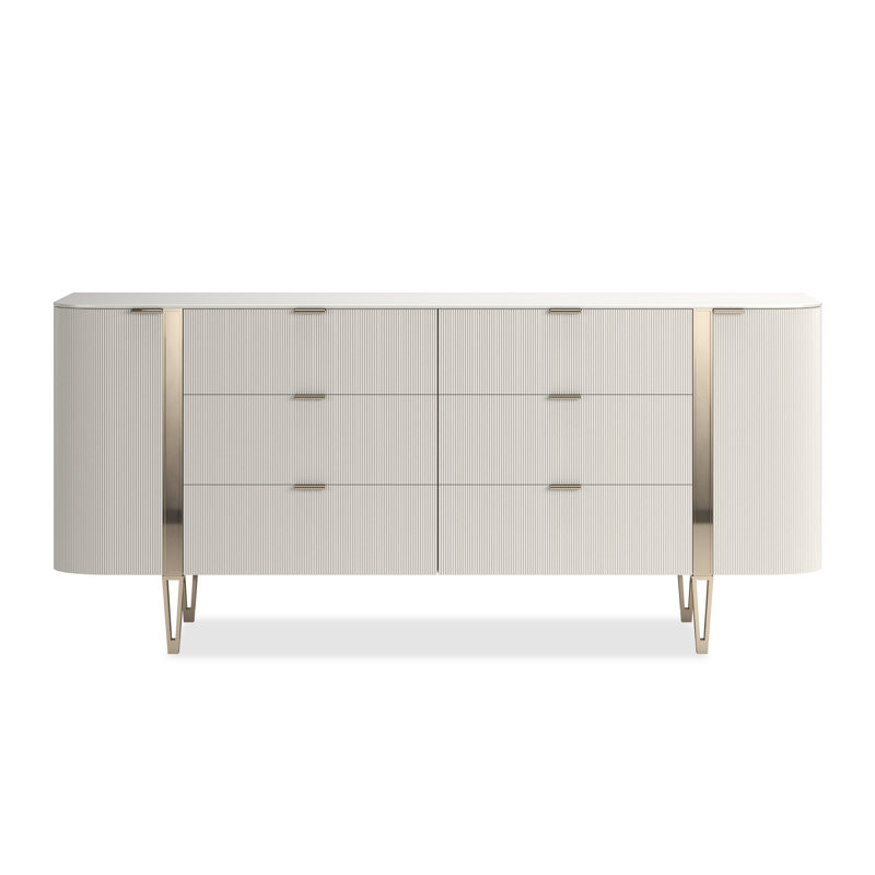 Caracole Classic 78'' W Solid Wood Sideboard, Cream