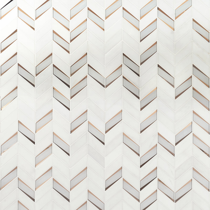 Carreau de mosaïque en marbre et verre poli l 10,82 po x L 13,3 po Bond Tile Mogo, Doré