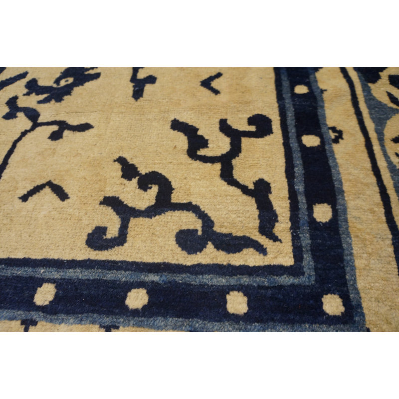 Antique Peking Chinese Allover Medallion Knotted Rug
