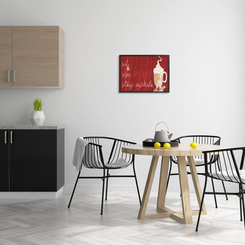 «Sit Sip Stay A Time Festive Winter Drink Cup», art mural sur toile par Lanie Loreth, H 16 po x l 20 po