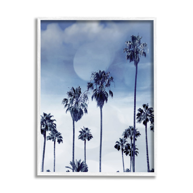 «Tall Tropical Pine Trees», impression monochromatique, Giclée encadrée blanc bord de mer, H 14 po x l 11 po