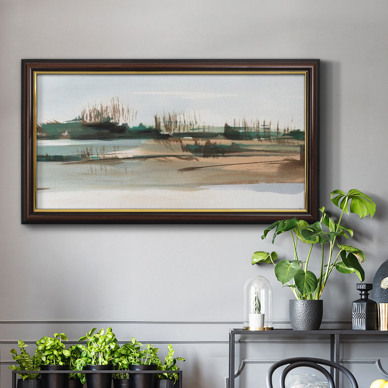 Marsh Reeds IV - Peinture sur toile à cadre unique, H 25 po x l 45 po x P 1 po