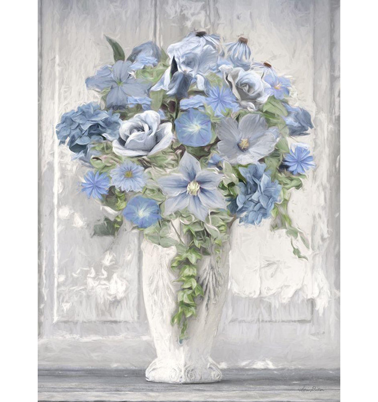 «Red Barrel Studio® Deiter, Lori», art sur toile tendue sous le titre «Blue Floral Bouquet», H 36 po x l 28 po