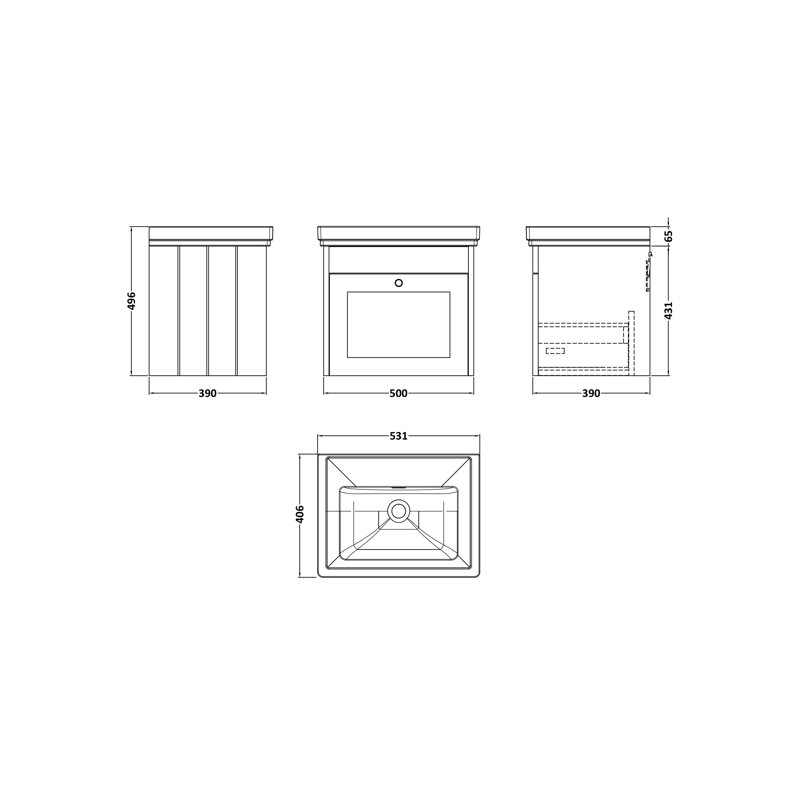 Ashwick 531 mm Bathroom Vanity, Satin Green