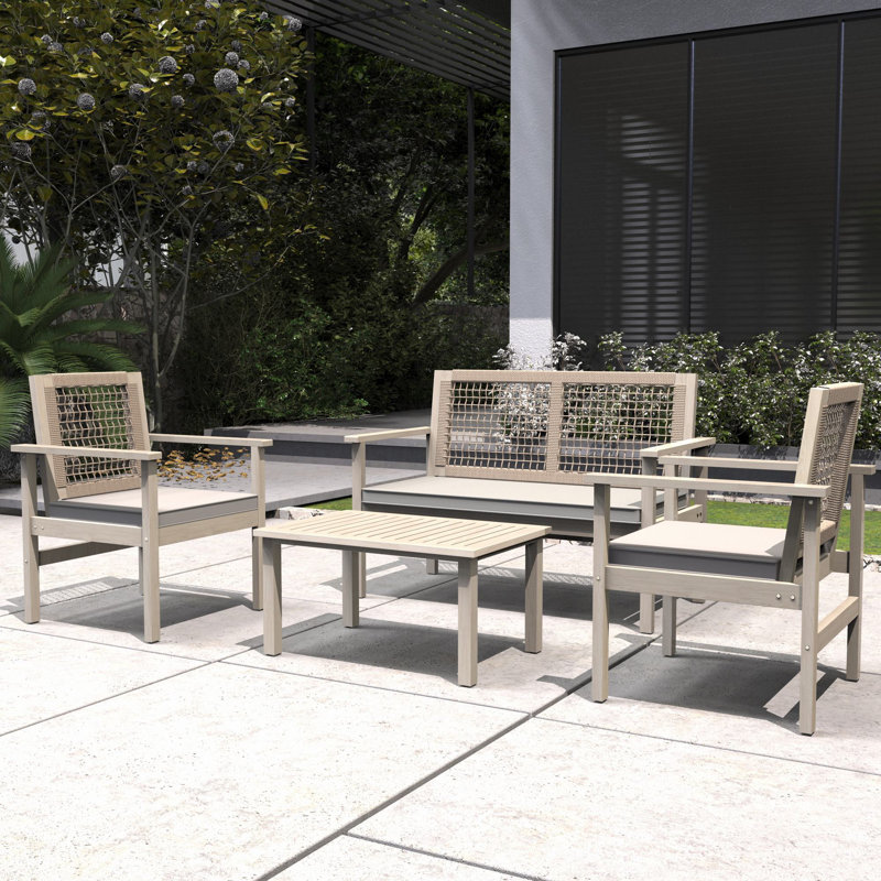 Brandenburg Acacia Wood 4-Piece Outdoor Conversation Set