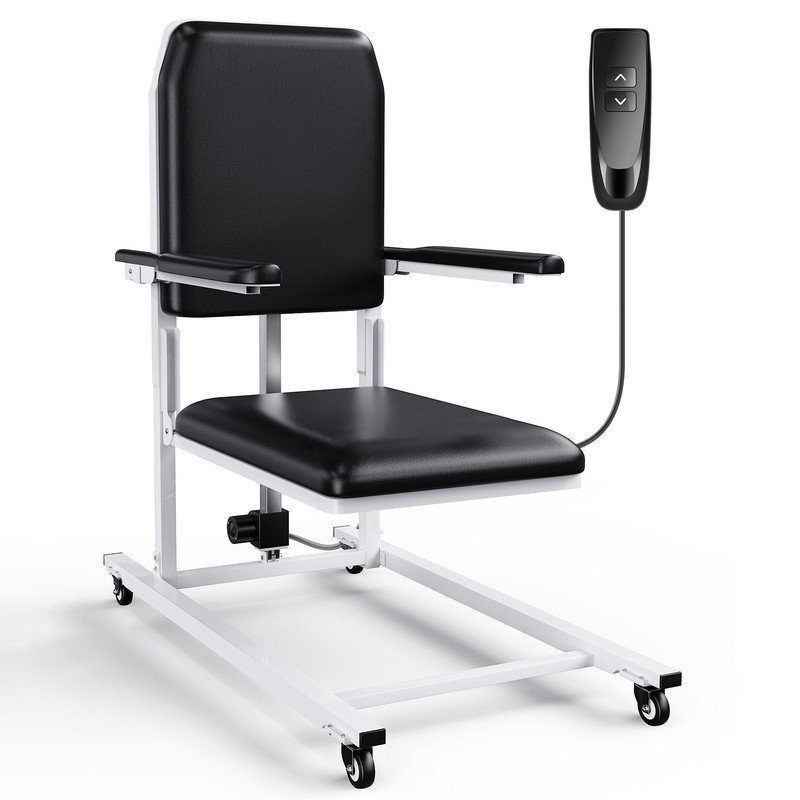 Fauteuil électrique avec 4 roues et coussin en polyuréthane, Noir