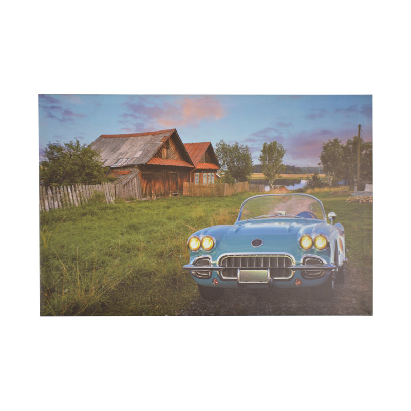 Impression sur toile rehaussée de DEL bleu Corvette
