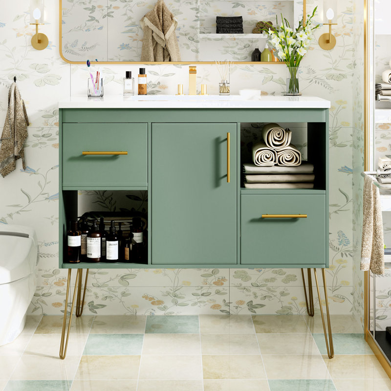 Ensemble de meuble-lavabo de salle de bain avec lavabo en résine