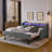 Twin Size Upholstery Sofa Bed With Three LED Lights, With Storage Adjustable Headboard, With Foldable Leg Pull Up Trundle Bed And Wireless Charging, Linen Padded Sofa Bed Frame-401589275