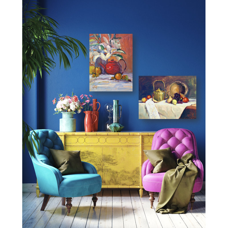 Tea Pot Set By John Beard Print, 24" H x 44" W x 1.5" D, Wrapped Canvas