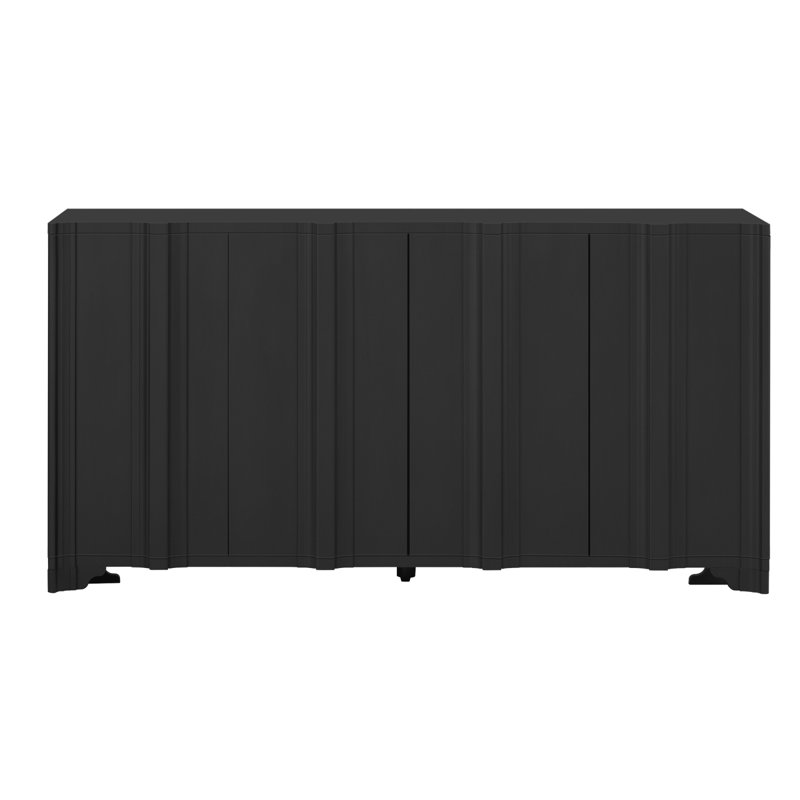 Solace 4-Door Sideboard with Adjustable Shelves, Black