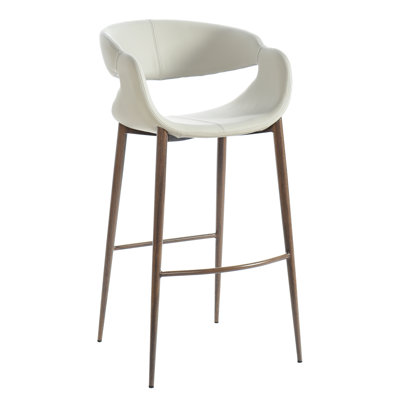 Tabouret de bar à dossier courbé Luna - gris clair et noyer - ensemble de 2