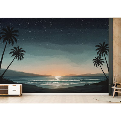 Papier peint aquarelle Palm Beach