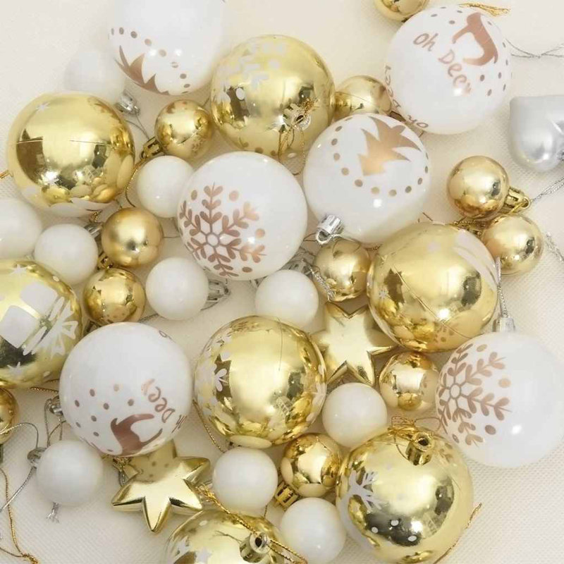 vidaXL Christmas Bauble Plastic, White/Gold
