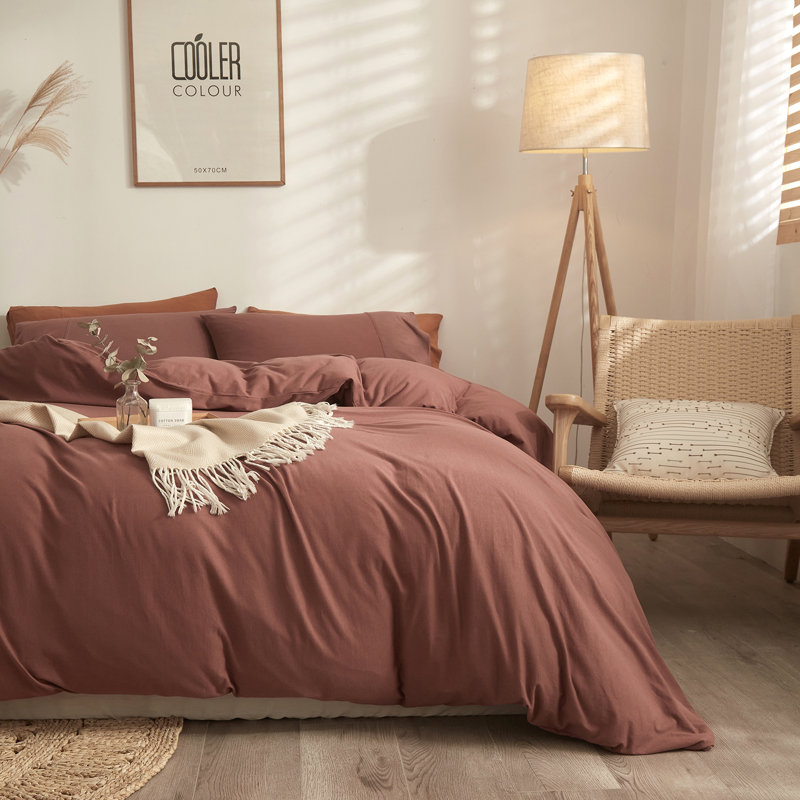 VCLIFE Luxury Soft 100% Cotton Duvet Cover Set, Brick Red, Twin XL Duvet Cover + 2 Pillowcases