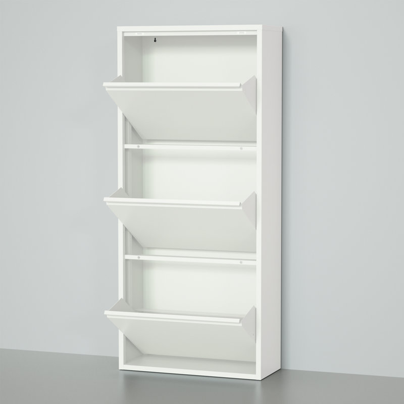 Metal Shoe Rack 3 Drawers, White