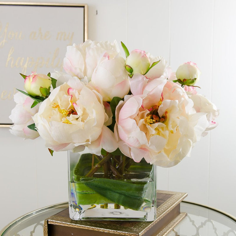 Large Light Pink Peonies Buds Square Arrangement
