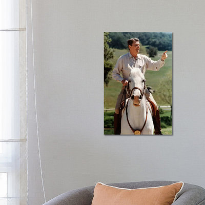 Photo of President Ronald Reagan on Horseback 1 Piece Wrapped Canvas Wall Art