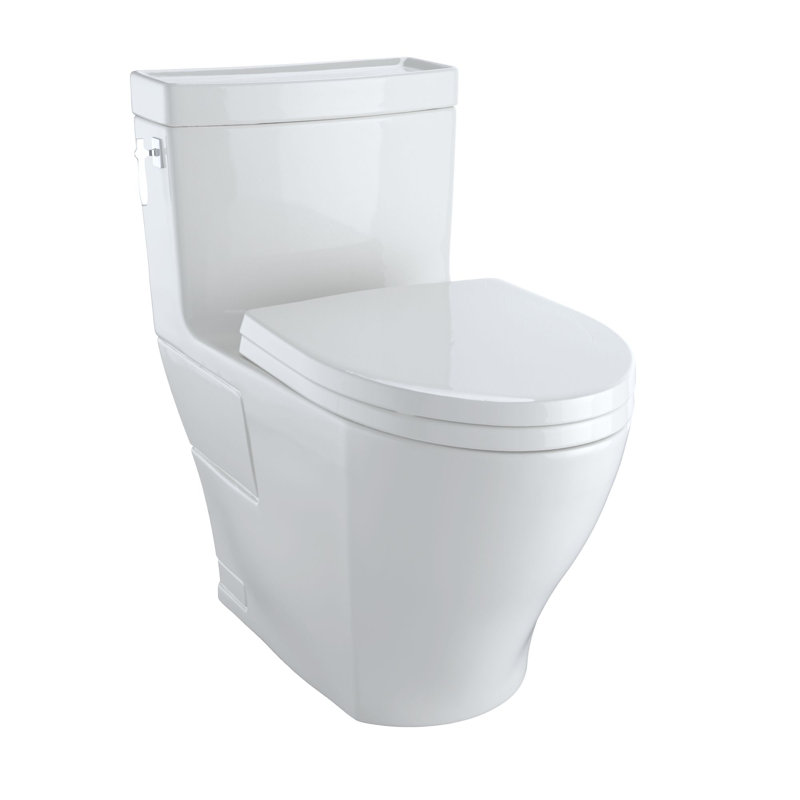 Toilette allongée une pièce à jupe universelle de 1,28 GPF avec CEFIONTECT TOTO Aimes WASHLET +, blanc colonial