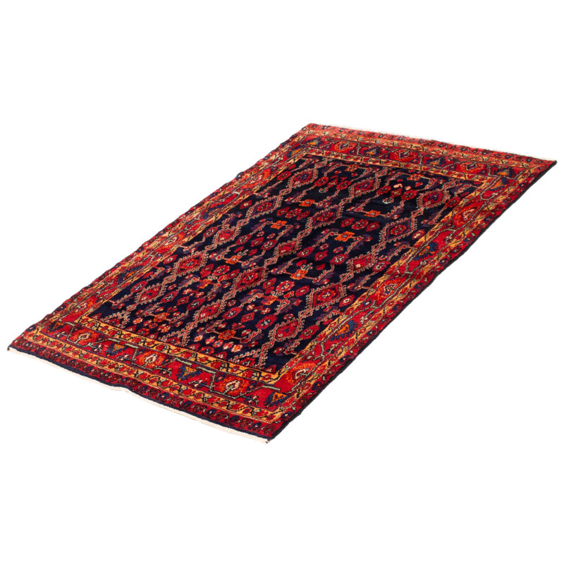 Tapis unique en laine noué à la main de style années 1990 de 4 pi 3 po x 6 pi 6 po Saxis