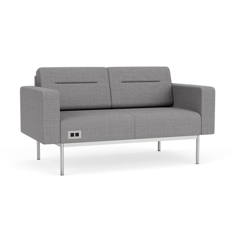 Causeuse de réception Darsey, Avec alimentation, Argent argent, Gris chambray