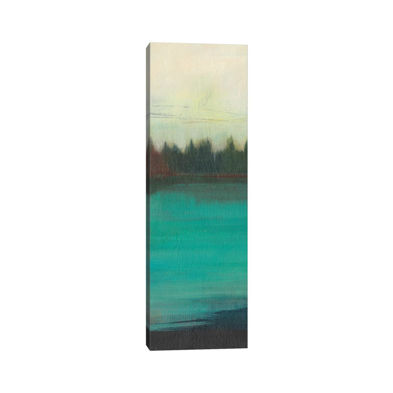 Teal Lake View II by Jodi Fuchs - Wrapped Canvas Panoramic Painting, 30.48 cm H x 91.44 cm W x 1.91 cm D