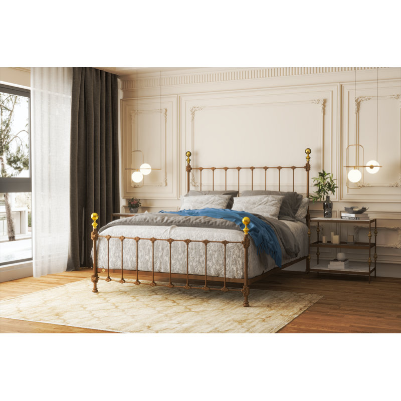 151 Palatial Bed | Complete Standard, Twin, Matte White/Light Gold